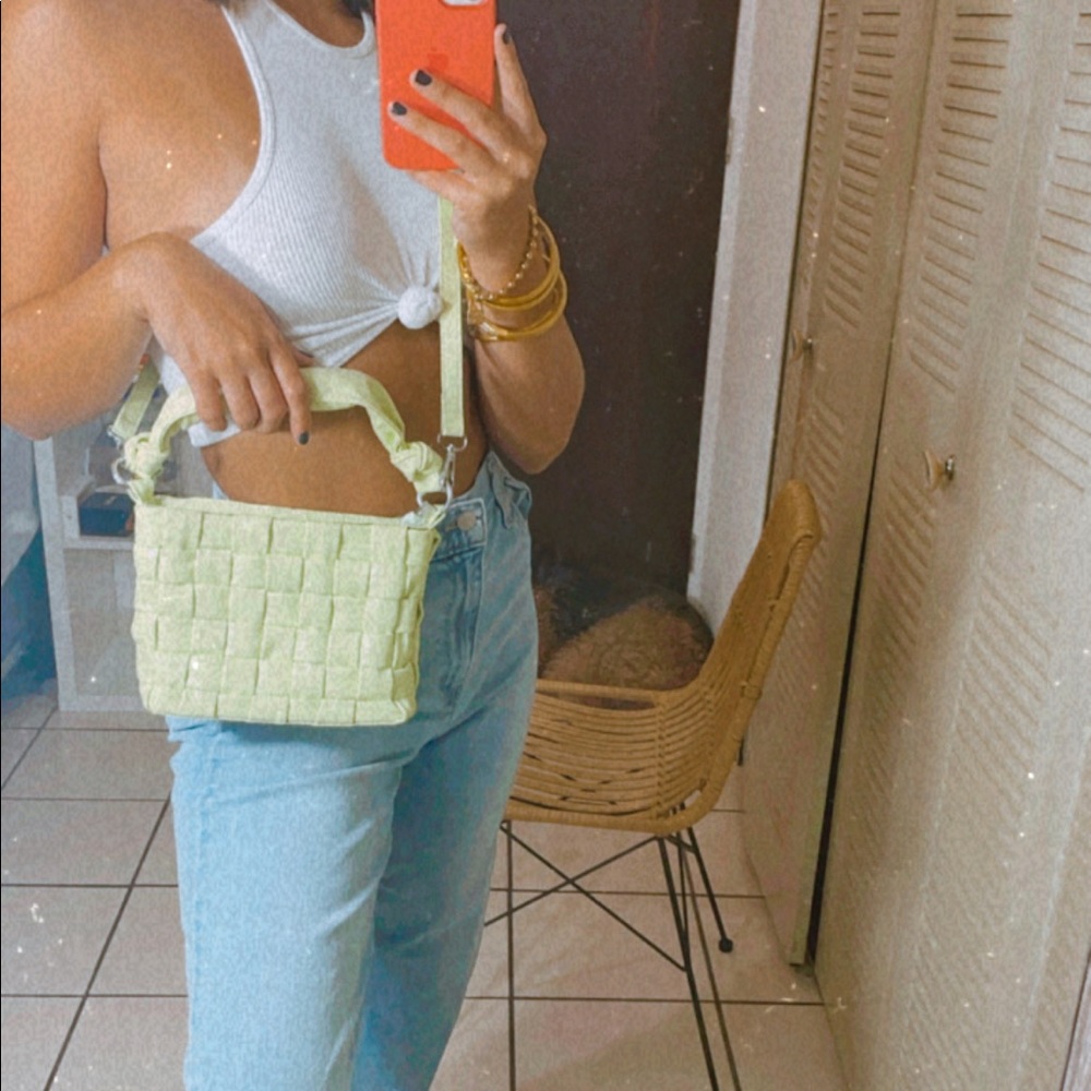 Waffle pastel green purse.